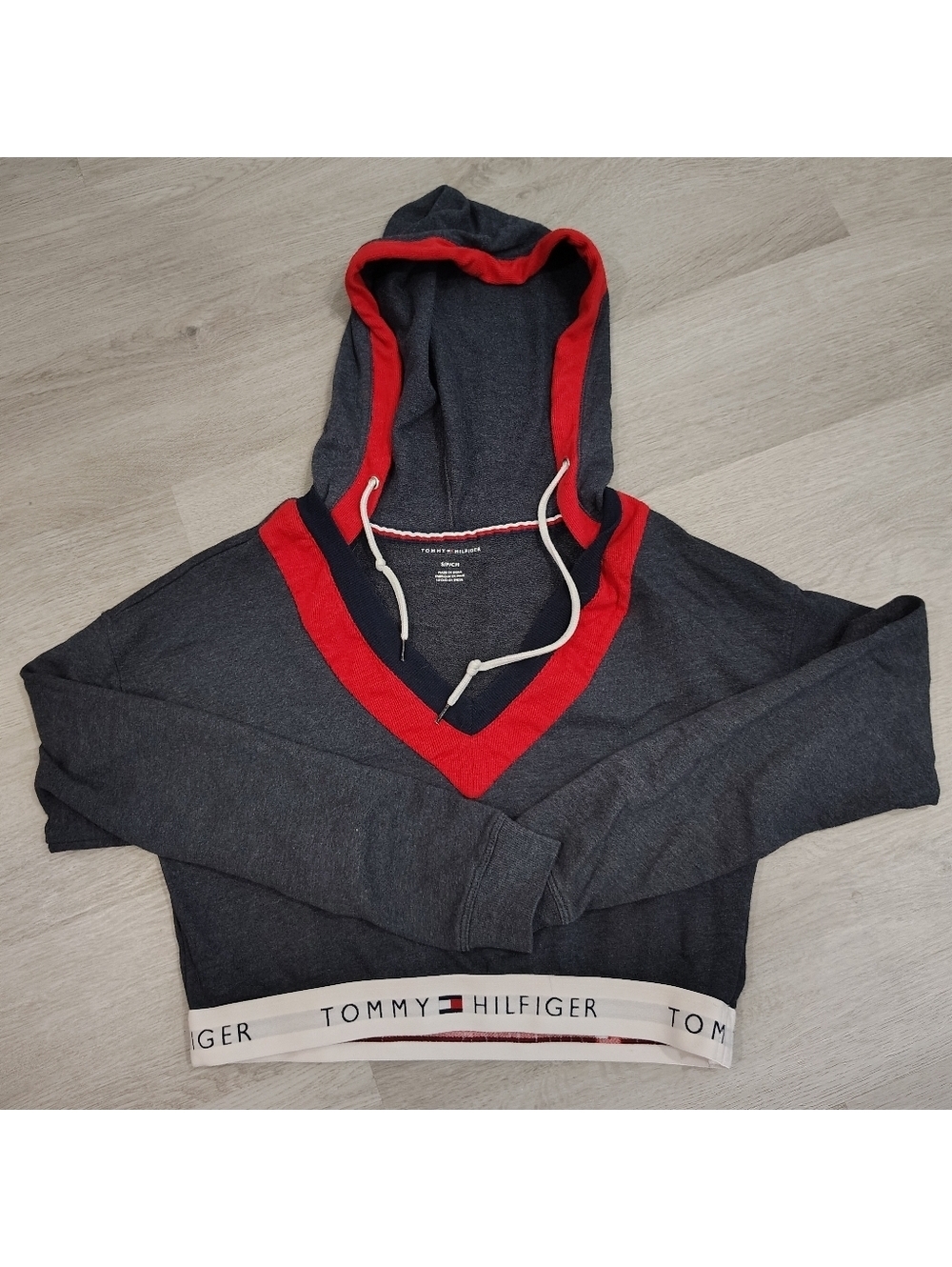 Tommy Hilfiger Dark Gray and Red Hoodie